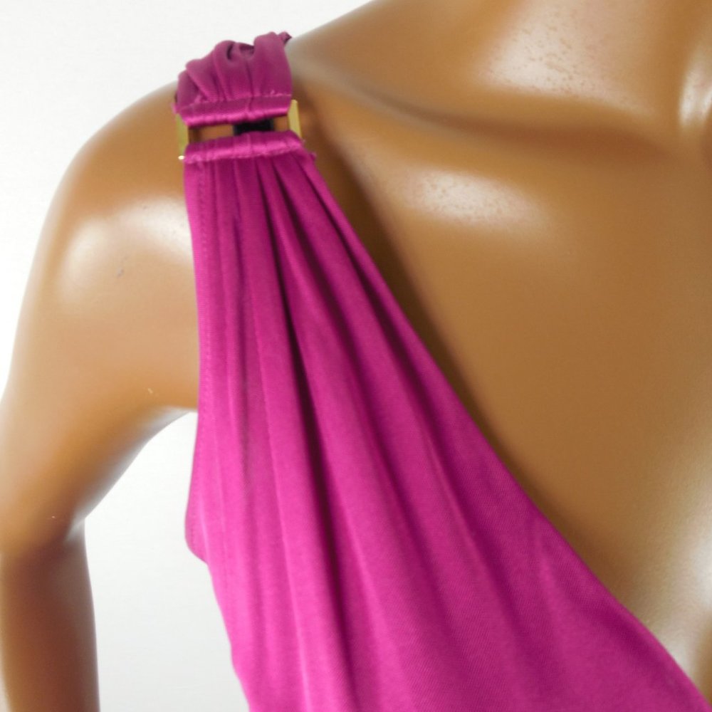 EXPRESS Top XS Magenta Babydoll Shirt Sleeveless - Picture 2 of 7